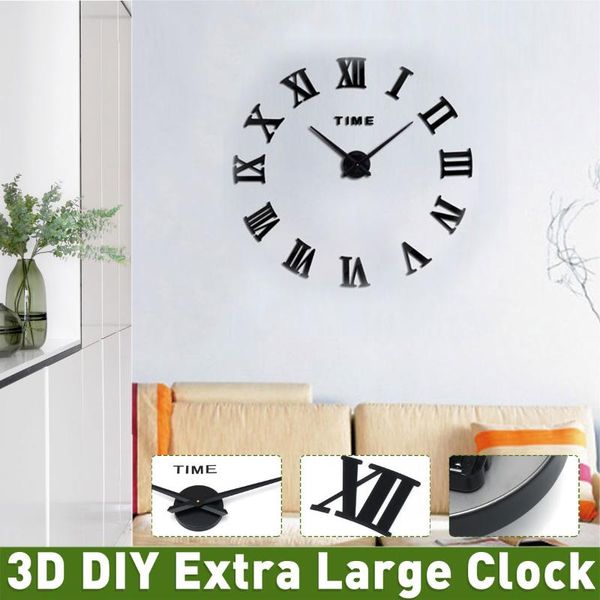 

wall clocks watch horloge 3d diy acrylic mirror stickers modern design home decoration living room quartz needle europe