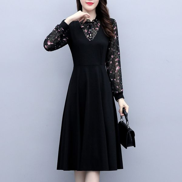 

factoryi5vy and large size women's early autumn 2021 new dress western style, fat mm, age reducing fashion, floral skirt i, Black;gray