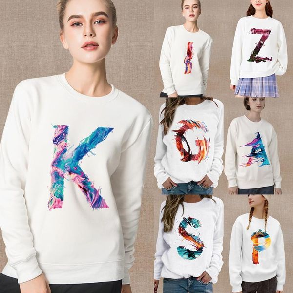 

women's hoodies & sweatshirts clothing long-sleeved sweatshirt pullover casual paint letter pattern printing series round neck autumn w, Black