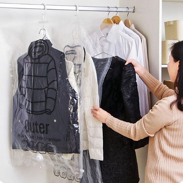

storage bags hanging clothes compression bag transparent large thick down jacket pumping vacuum for sorting