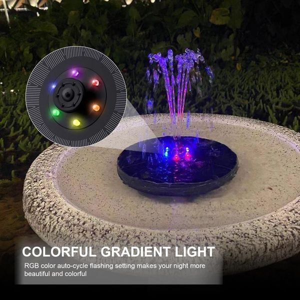 

solar fountain floating garden powered with gradient light bird bath pond decoration pump 7 nozzles decorations