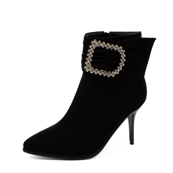 

boots big size pointed decorative women shoes ankle for ladies woman winter, Black
