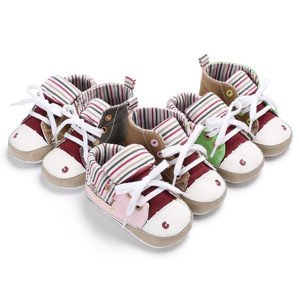 

first walkers baby shoes born girl boys causal bow anti-slip plaid patchwork soft sole kids sneakers prewalker 0-18m