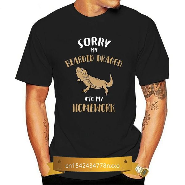 

men's t-shirts men t shirt funny bearded dragon ate homework school printed shirts t-shirt novelty tshirt women, White;black