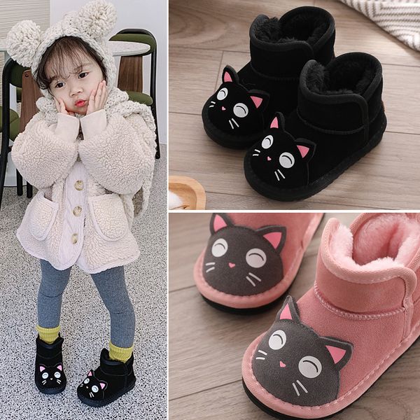 

70% off factory online 2021 winter new thickened warm snow boots girls lovely head cotton boys' non slip, Black