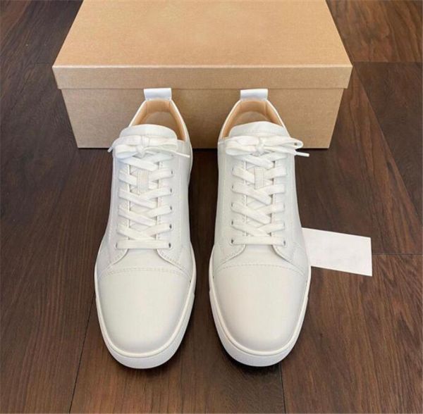 

wholesale white black leather mens red bottom shoes couple sneakers women classic designer outdoor trainer comfort casual walking
