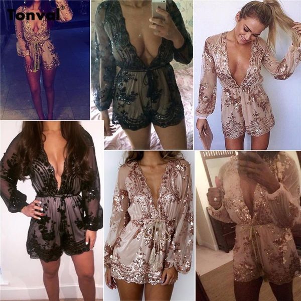 

sequin playsuit loose sheer women rompers overall shorts casual, Black;white