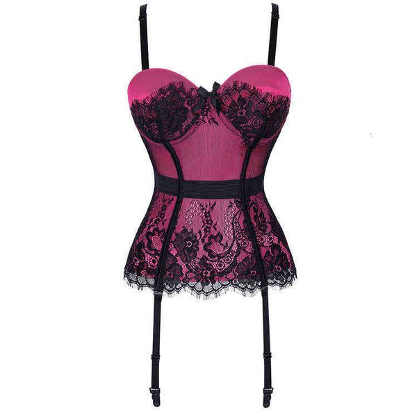 

waist tummy shaper shoulder eyelash lace steel ring bra with garter corset tunic