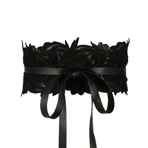 Gürtel Damen Breiter Spitzengürtel Mode Schwarz Wild Bandage Geeignet für Kleid Hochzeit Hemd Dekorativ