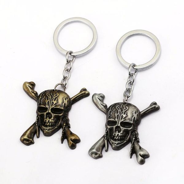 

keychains hsic vintage keychain jack sparrow skeleton key chain chaveiro metal skull for men movie gift, Silver