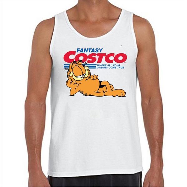 

funny fantasy cat printed garfield men tank cool odie manga garf vest sleeveless tee o neck, White;black