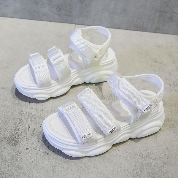

sandals flat platform women wedge heels shoes buckle canvas summer zapatos mujer wedges woman sandal, Black