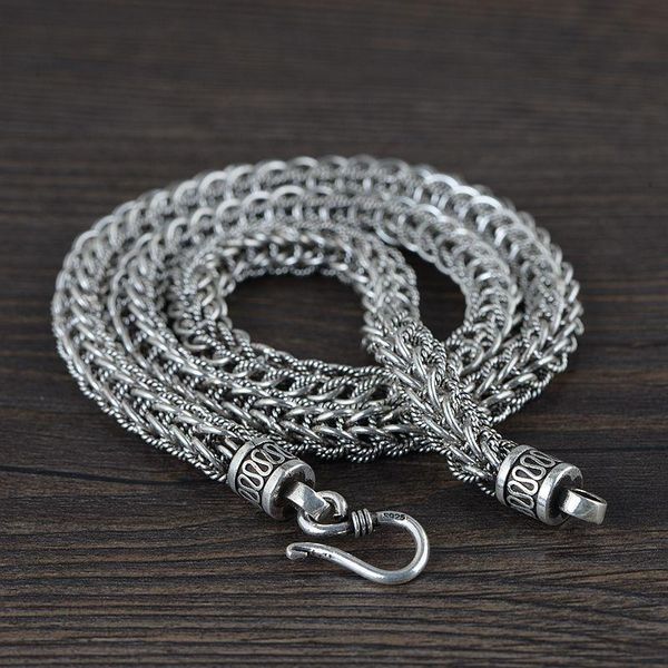 

silver retro 8mm men's fashionable chain wave necklace thai s hook chains