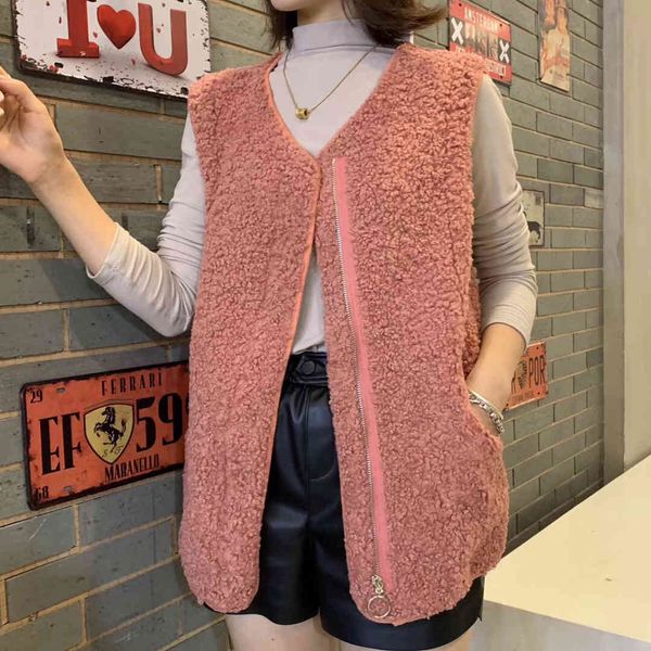 

women coats Autumn Winter Vintage Lamb Wool Waistcoat Sleeveless Hooded Hoodies Faux Vest Hood Outwear Fur Coat, Black