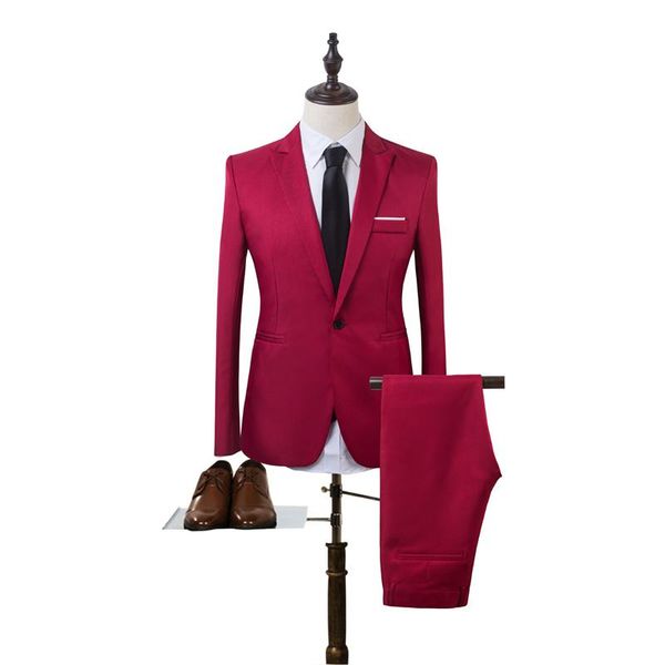 Desenhos casaco calça terno homens sólidos cor smoking de casamento para fina fit mens ferros coreanos (jaquetas + calças) homens blazers