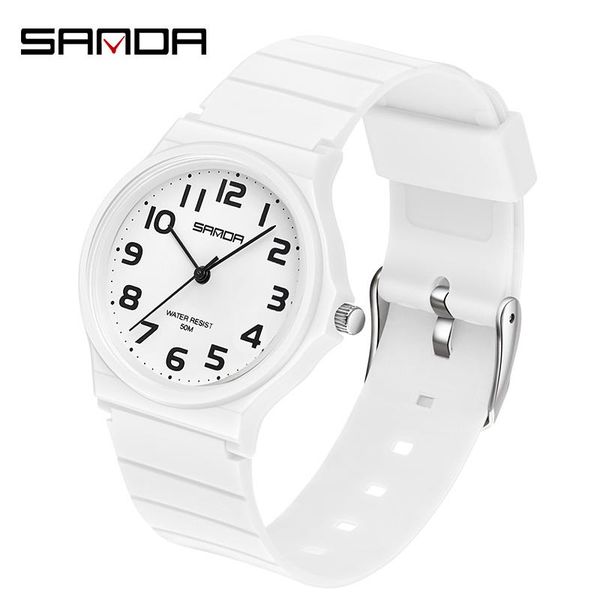 

wristwatches sanda casual watch women life waterproof quartz sport fashion round leather band analog female clock montre femme, Slivery;brown