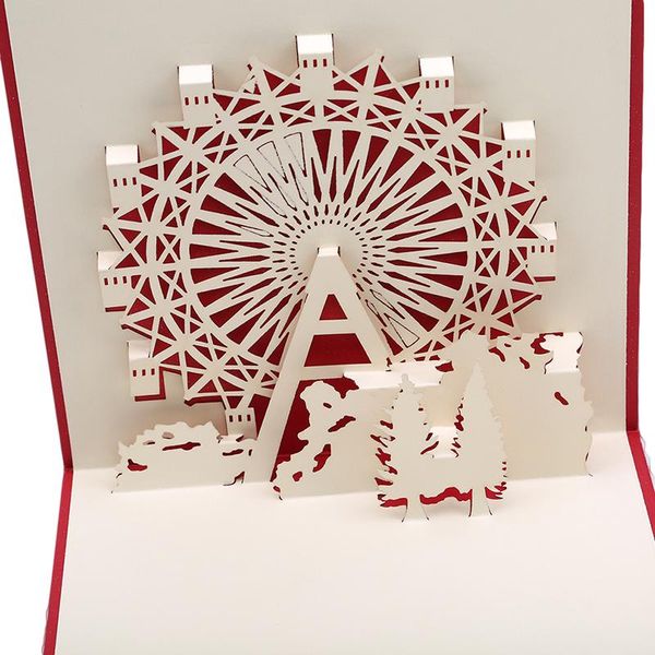 

greeting cards red ferris wheel 3d up card christmas baby gift holiday happy year