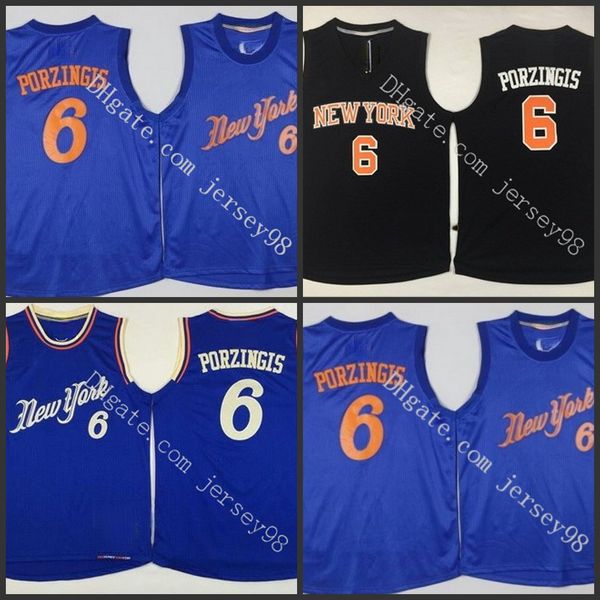 

sacramento kings men #6 kristaps porzingis retro basketball jersey, Black