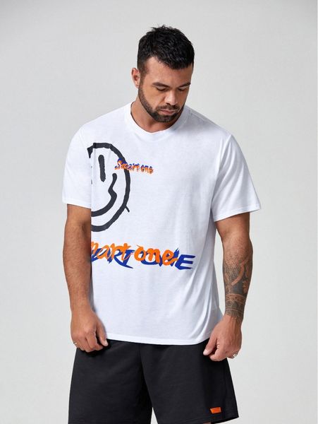 

extended sizes men expression & letter graphic tee r28d#, White;black