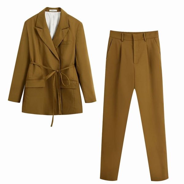 

women's suits & blazers chic women pant spring 2021 fashion blazer long pants office lady 2 pieces set, White;black