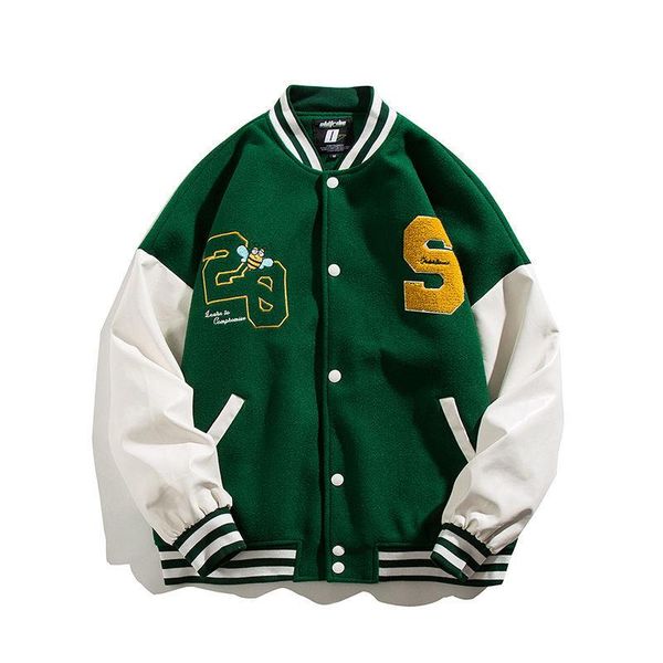 

women's jackets y2k street hip-hop trend baseball uniform lovers plus size casual loose jacket american letters embroidered coat, Black;brown