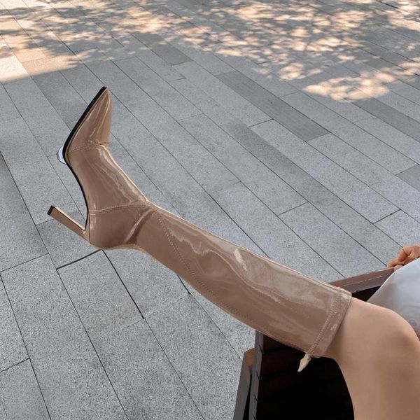 

fashion spring autumn women's shoes elegant boots stilettos heels genuine leather knee high 40, Black