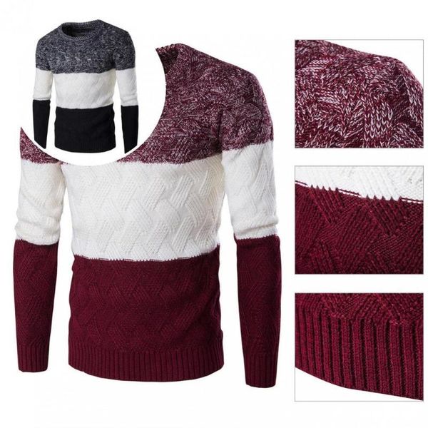 

men's sweaters round neck stylish soft male sweater thermal winter patchwork for home, White;black