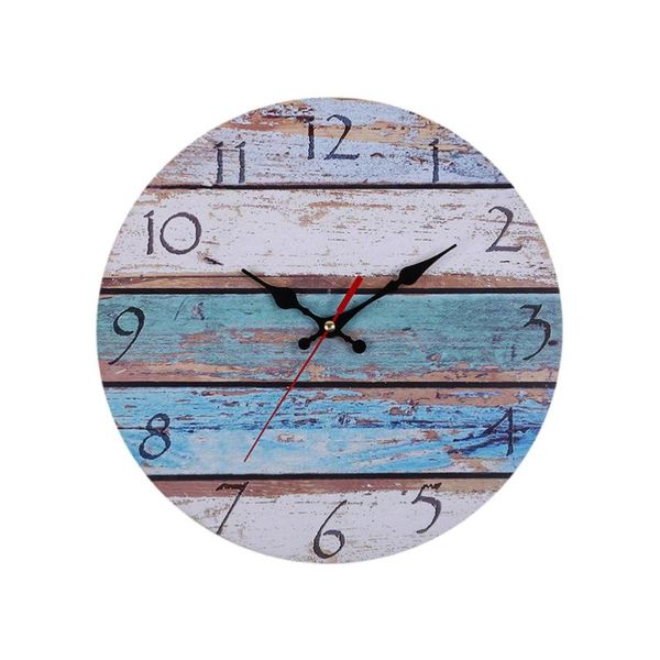 

wall clocks pastoral round shape clock retro household bedroom living room decor hanging bar decoration without battery