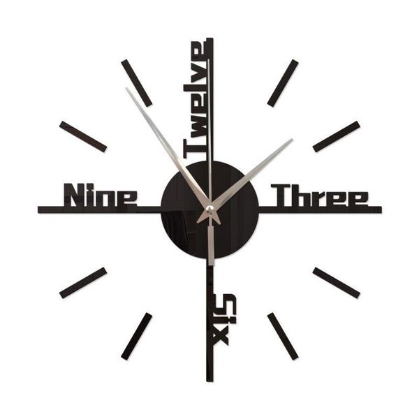 

wall clocks european clock watch 3d diy acrylic mirror stickers living room quartz needle english letter silent home decor
