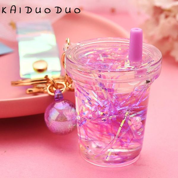 

charms kaiduoduo 2021 creative accessories acrylic quicksand cup keychain net red cartoon car leather cord key chain wholesale, Bronze;silver