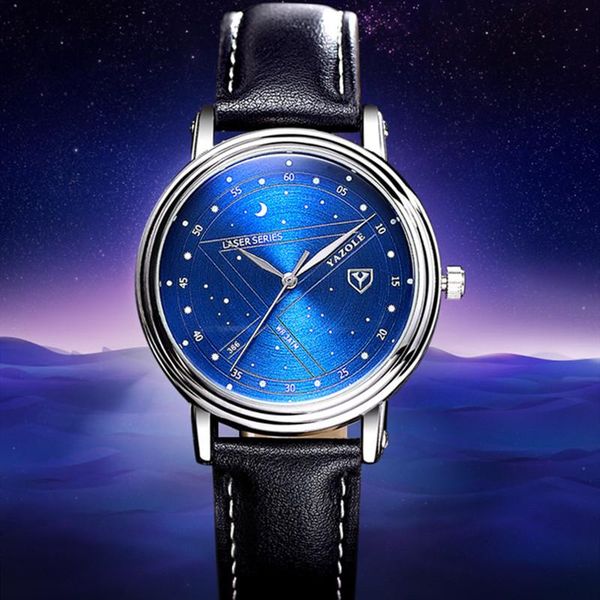 

brand night star men watches luxury fashion casual sky quartz wrist men's waterproof watch montre homme wristwatches, Slivery;brown