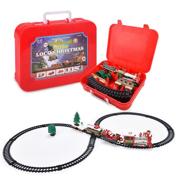 

party favor christmas electric rail car train toy children's railway set racing road transportation building toys