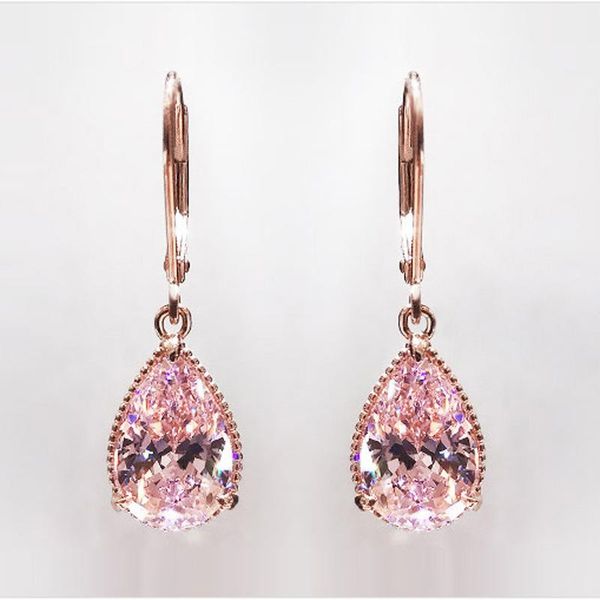 

dangle & chandelier 14k rose gold diamond earring for women pink z gemstone oorbellen bizuteria garnet drop bijoux orecchini, Silver