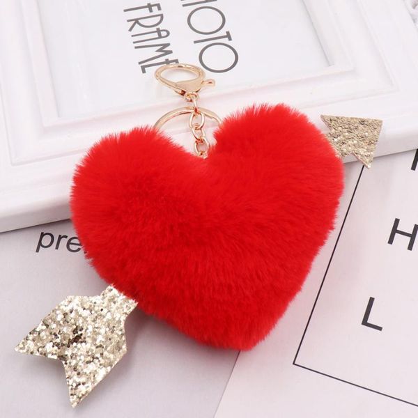 

keychains fashion faux fluffy creative love cupid arrow keyfob heart & couple lovers key chains ring valentine's day jewelry, Silver