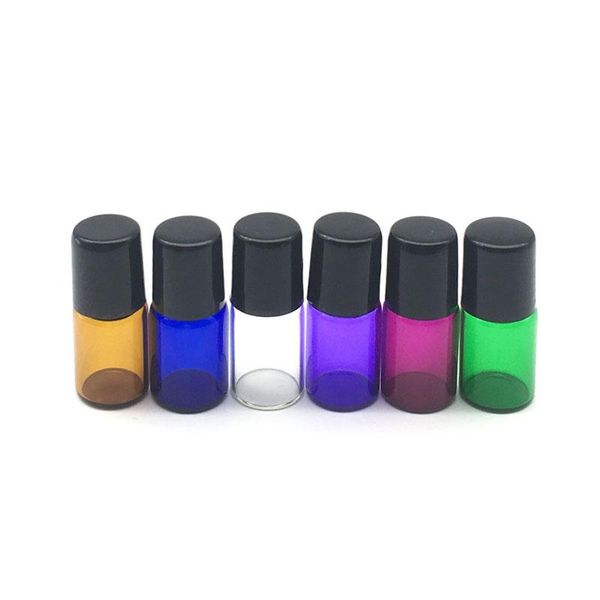 

storage bottles & jars 10pcs mini perfume sample 2ml colorful roller glass bottle refillable essential oil roll-on