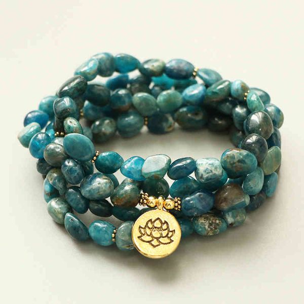 

2022 fashion new apatite bracelet 108 buddha beads life tree pendant necklace, Golden;silver