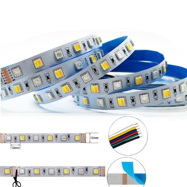 

strips rgb cct led strip light cw+rgb+ww smd flexible 60leds/m waterproof stripe tape ribbon lamp dc 12v 24v 1m 2m 3m 4m 5m