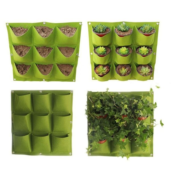 Suspensão Jardiniere Montagem de parede Sacos de suspensão Plantando multi bolsos crescer plantador saco vertical vegetal jardim sala saco quadro 210401