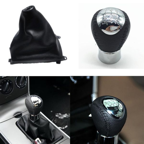 

shift knob 5/6 speed chrome mt manual gear lever stick gaiter boot cover case for 6 m6 2002-2007 car styling accessories