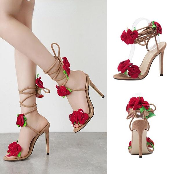 

sandals woman summer high heel shoes flower ankle strap peep toe rubber bridal party, Black