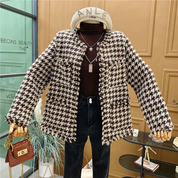 

casual loose round neck woolen coat lapel pocket decorative 0923 women's jackets, Black;brown