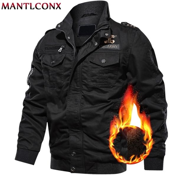 

mantlconx 6xl military jacket men winter casual thick thermal coat army pilot s air force cargo windbreaker pakas 211126, Black;brown