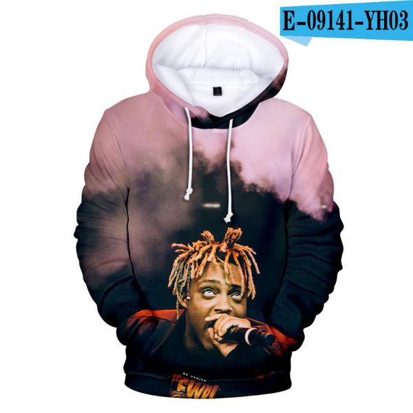 

men's hoodies & sweatshirts hooded 3d juice wrld print men and women's casual harajuku pullovers fashion oversized hoody, Black