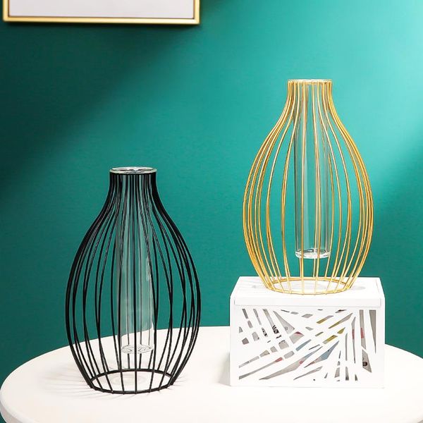 

vases nordic style metal hollow vase tablecreative iron gold black simple flower container home decoration accesorries