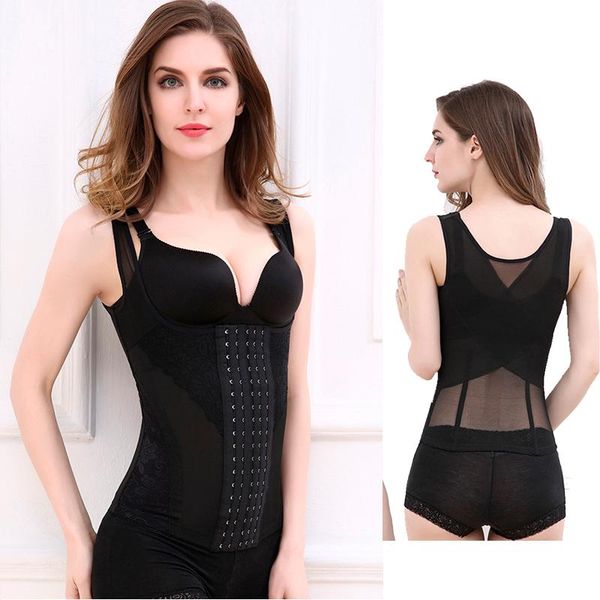 

women's shapers women tummy control waist trainer slim body shaper shapewear cincher workout girdle underbust corset hook tank, Black;white