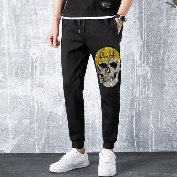 

men's pants men's hoodie with strass pants long casual design, Black