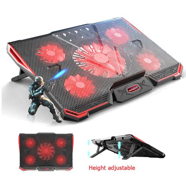 

lapcooling pad with 5 fans usb powered cooler multi angle adjustable pc computer water accessories & coolings