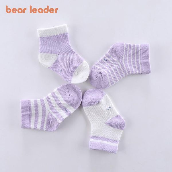 

socks bear leader baby girls boys casual four seasons kid lovely cotton soft leggings toddler infant girl striped cute sock 4pcs, Pink;yellow