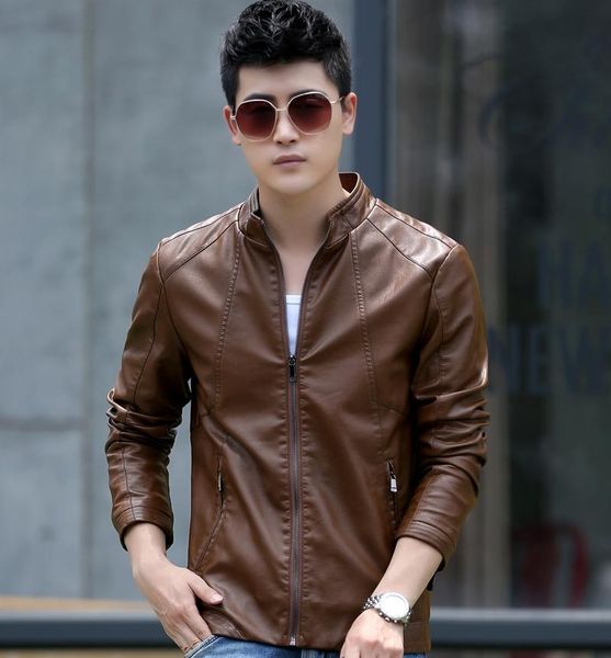

men's fur & faux jacket jackets men motorcycle male spring autumn casual artificial leather plus size business coats wlf019, Black