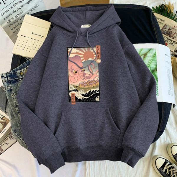 

men's hoodies & sweatshirts japanese ukiyoe wave takoyaki sweatshirt loose vintage hoodie autumn harajuku male clothing comfortable tra, Black